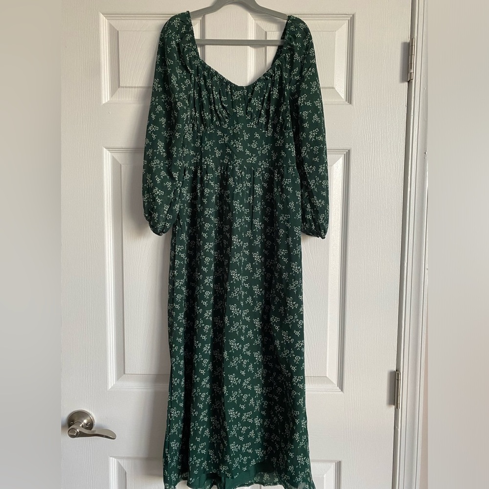 Hollister Green Floral Midi Dress